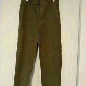 Madewell green camp pants utility cropped elastic waist patch pocket casual.